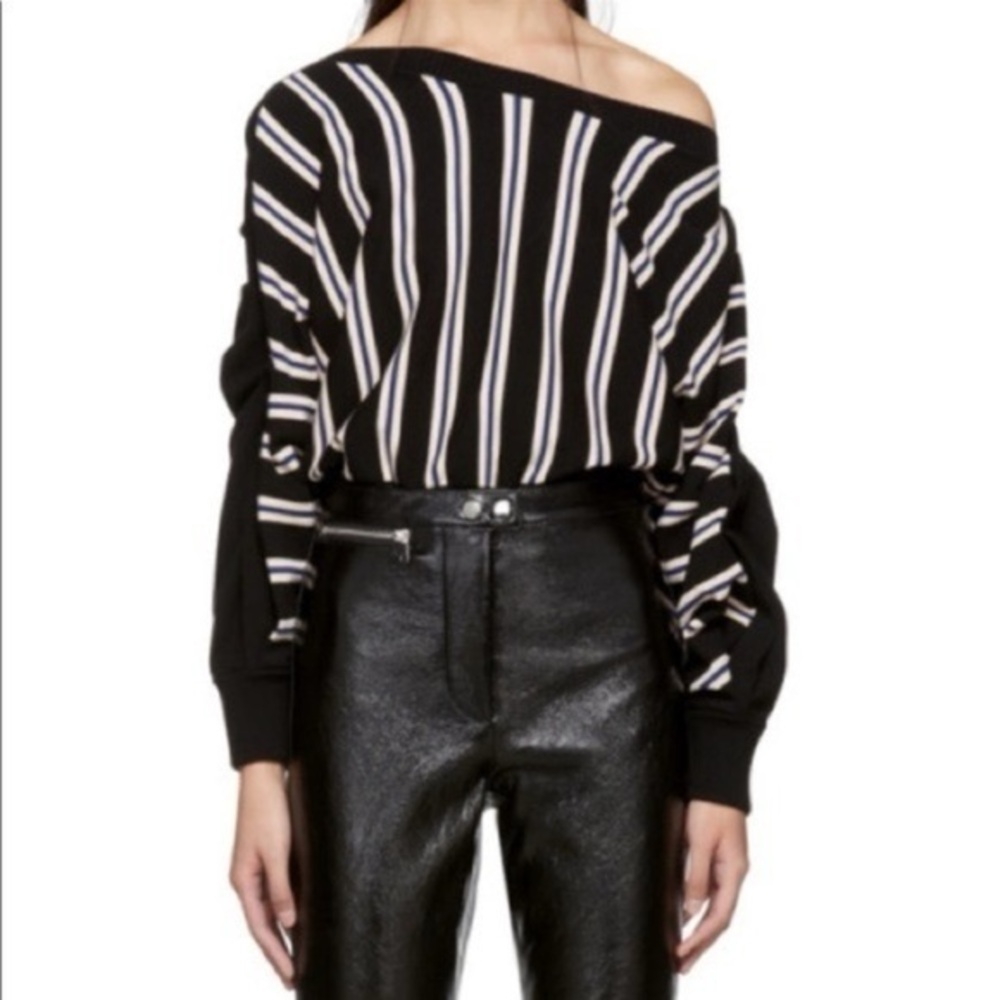 3.1 Phillip Lim Long Sleeve Stretch Striped Sweater in Black/White Size XS